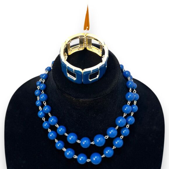 Croft & Barrow Midnight Blue Bead Necklace Bracelet Set NEW with Tags NWT - Picture 5 of 11